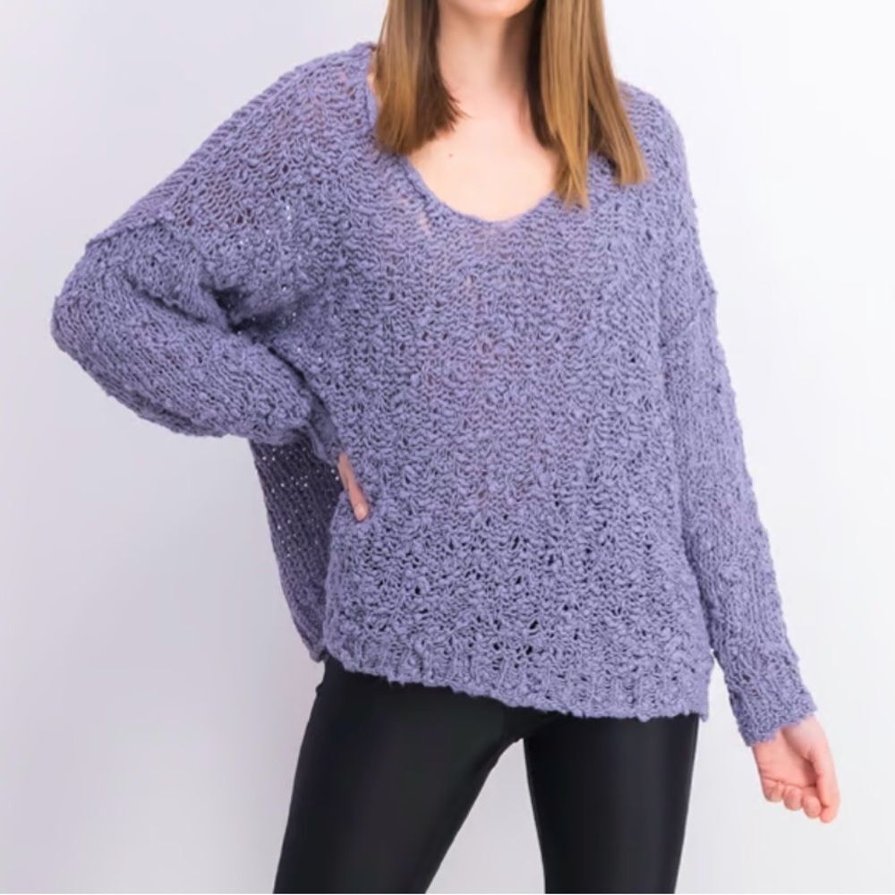 Free People Purple Loose Knit Sweater Size Small New with Tags Has Stretch
